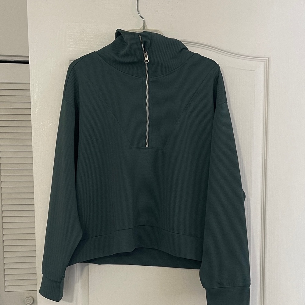 Adrienne Vittadini Teal Half-Zip Turtleneck Sweater